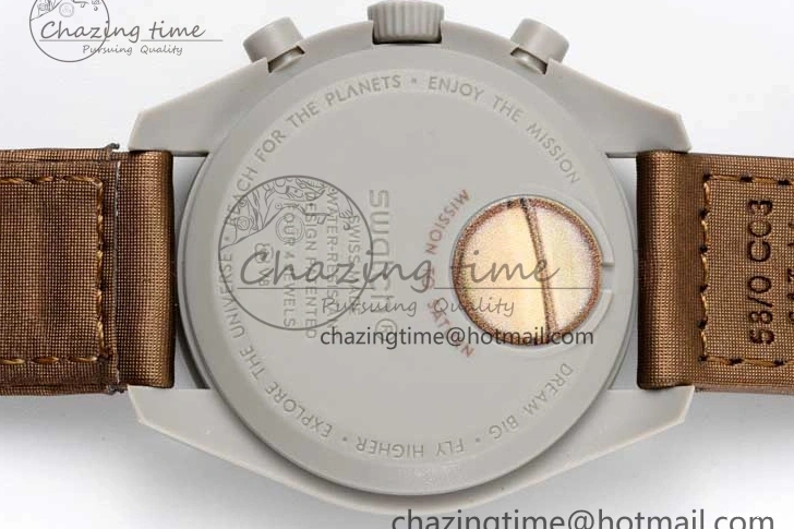 0309 Speedmaster Misson To Saturn 1:1 Best Edition Beige Dial On Nylon Strap Quartz Casual 7861